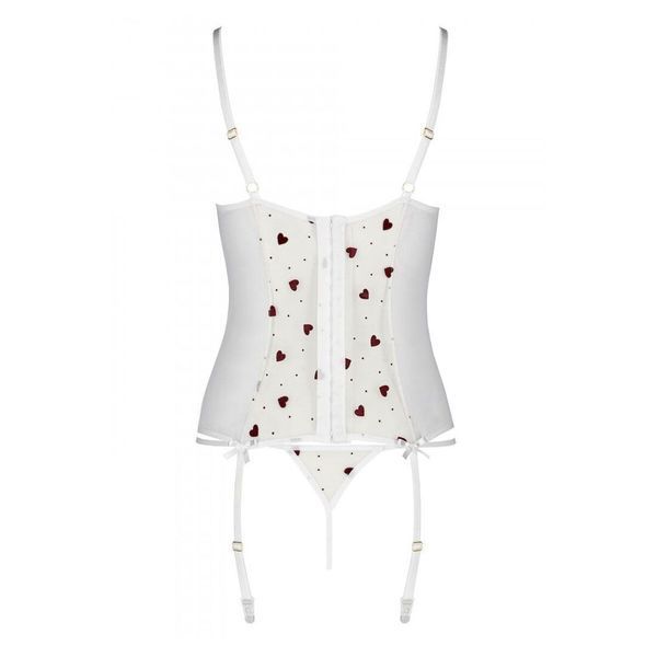Корсет з підв'язками, стрінги Passion LOVELIA CORSET S/M, white SO4769 фото