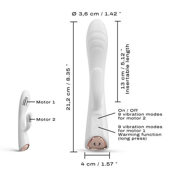 Вибратор-кролик с подогревом Dorcel FLEXI RABBIT WHITE, гибкий ствол SO6817 фото