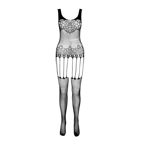 Бодістокінг Passion ECO BS001 One Size white, з доступом, імітація підв&rsquo;язок, флористичний декор SO7067 фото