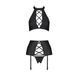 Комплект из эко-кожи с имитацией шнуровки Passion NANCY SET L/XL black, топ, трусики, пояс для чулок SO5373 фото 3