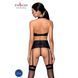 Комплект из эко-кожи с имитацией шнуровки Passion NANCY SET L/XL black, топ, трусики, пояс для чулок SO5373 фото 2