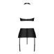 Комплект из эко-кожи с имитацией шнуровки Passion NANCY SET L/XL black, топ, трусики, пояс для чулок SO5373 фото 4