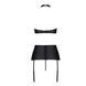 Комплект из экокожи Passion NANCY SET 6XL/7XL black, имитация шнуровки, топ, пояс для чулок SO7107 фото 4