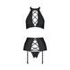 Комплект из экокожи Passion NANCY SET 6XL/7XL black, имитация шнуровки, топ, пояс для чулок SO7107 фото 3