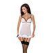 Сорочка прозора з пажами Passion ORIHIME CHEMISE L/XL, white, трусики, стрепи EL16404 фото 1