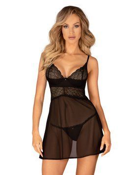 Эротический комплект Obsessive Chemeris babydoll & thong XL/2XL, пеньюар и стринги SO9760 фото