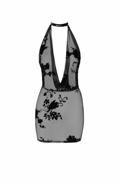Платье Noir Handmade F313 Mythos, XXL, black, прозрачное, мини, открытая спина, декор из стразов SX0319 фото