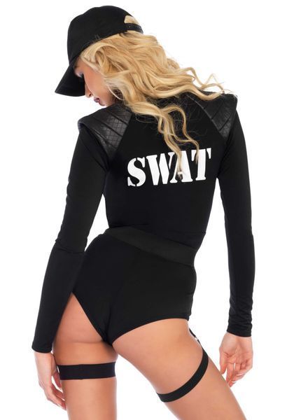 Костюм эротического спецназа Leg Avenue SWAT Team Babe XL, боди, пояс, подвязки, игрушечная рация, к SO8547 фото