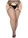 Чулки Leg Avenue Stokings with O-ring Attached Garter Belt, 1X/2X, черные, в сетку, имитация пояса SX1062 фото 3