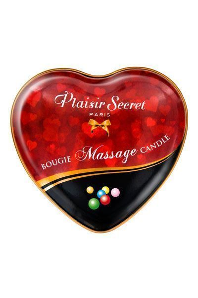 Распродажа!!! Массажная свеча-сердечко Plaisirs Secrets Bubble Gum (35 мл) (срок 05.2026) SO1866-R фото