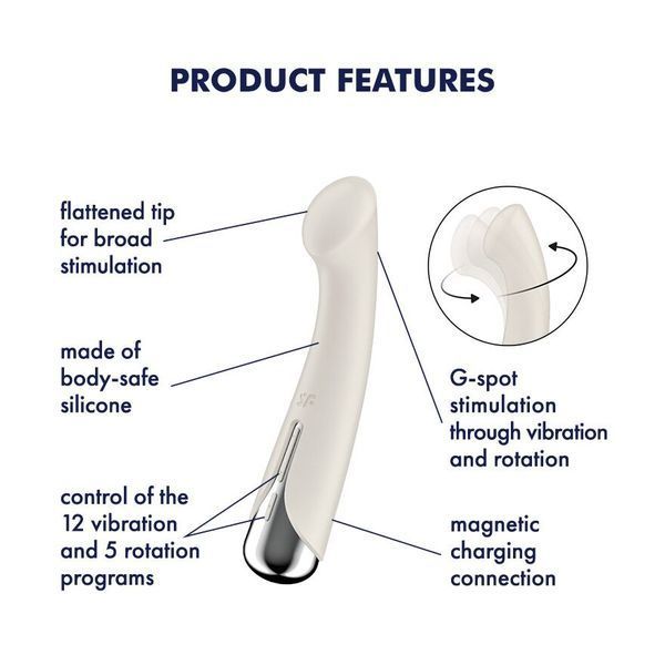 Вибратор с ротацией Satisfyer Spinning G-Spot 1 Beige, плоская площадка для стимуляции точки G SX0557 фото