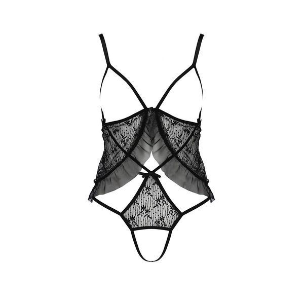 Боді монокіні з відкритими грудьми Passion JUSTINA BODY S/M, black EL15402 фото