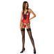 Корсет з пажами для панчіх Passion PEONIA CORSET L/XL red, стрінги SO8463 фото 3