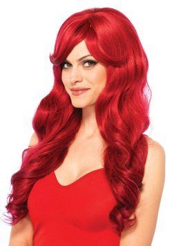 Волнистый парик с косой челкой Leg Avenue Long Wavy Wig 68 см, красный SO9092 фото