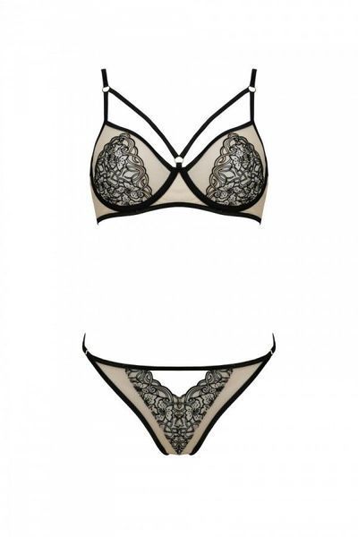 Комплект Passion LORINA SET, XXL/XXXL, beige, бюстгальтер та трусики SO9713 фото