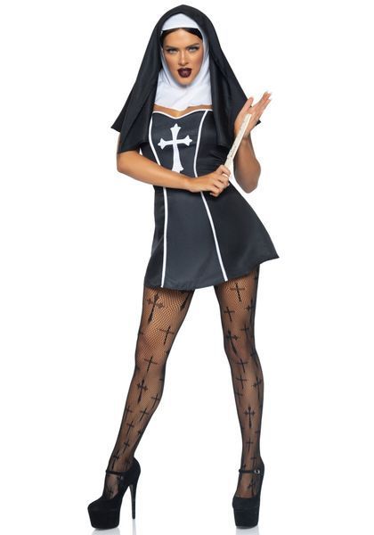 Костюм черниці Leg Avenue Naughty Nun XS, сукня, головний убір SO8549 фото