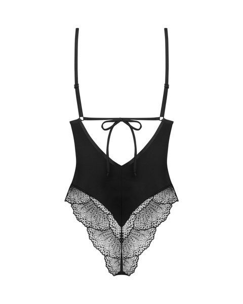 Тедди Obsessive Lobellis teddy, XL/2XL, черное, лиф с мягкой чашкой, открытая спина, низ-стринги SX1016 фото