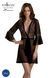 Пеньюар Passion LEAFA PEIGNOIR black S/M, длина чуть выше колена, широкие рукава, завязывается на пояс SX0507 фото 1