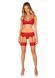 Чулки Obsessive Ingridia stockings M/L, бежевые с красной резинкой SO9041 фото 4