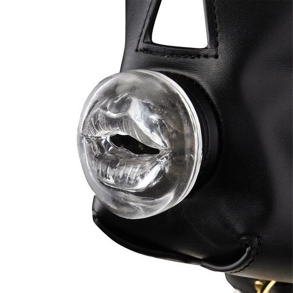 Маска-збруя для орального сексу з повідцем LOCKINK SEVANDA Blowjob Head Muzzle with Leash SX0912 фото