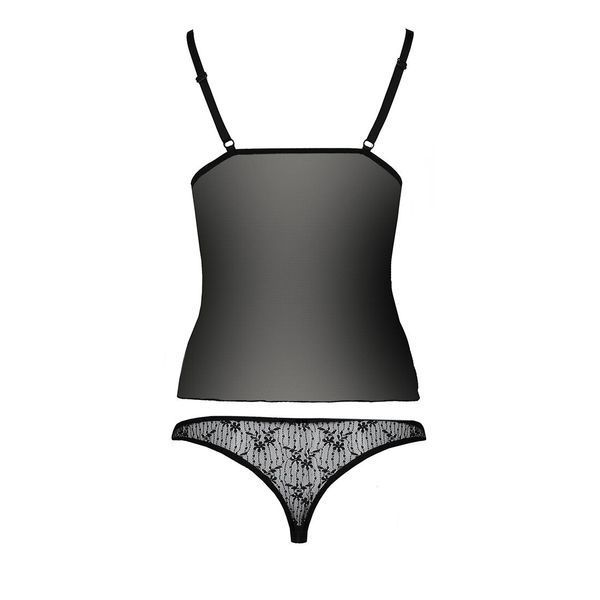 Комплект белья Passion MELISSA SET L/XL, black, лиф-сорочка со шнуровкой и трусики EL15904 фото