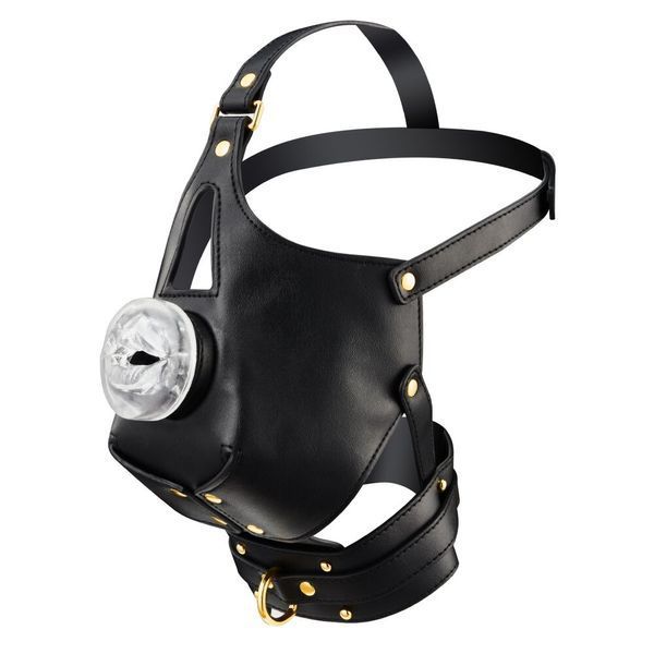 Маска-збруя для орального сексу з повідцем LOCKINK SEVANDA Blowjob Head Muzzle with Leash SX0912 фото