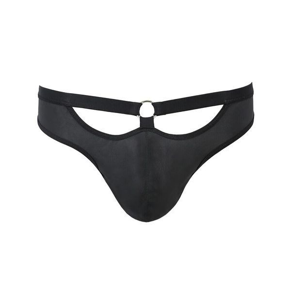 Чоловічі сліпи з вирізами Passion 041 SLIP JOE L/XL Black, екошкіра, відкриті сідниці SO7594 фото