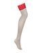 Чулки Obsessive Ingridia stockings M/L, бежевые с красной резинкой SO9041 фото 3