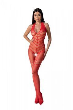 Бодистокинг с плетением на животике Passion BS100 One Size, red, декоративный шов, с доступом SO8942 фото