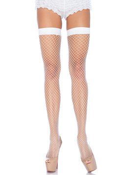 Панчохи-сітка Leg Avenue Fishnet Thigh Highs One size, White, дрібна сітка SO7974 фото