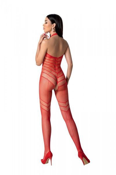 Бодистокинг с плетением на животике Passion BS100 One Size, red, декоративный шов, с доступом SO8942 фото