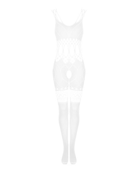 Сетчатый бодистокинг с имитацией топа и шорт Obsessive Bodystocking G330 S/M/L, white, с доступом SO7695 фото