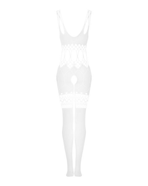 Сетчатый бодистокинг с имитацией топа и шорт Obsessive Bodystocking G330 S/M/L, white, с доступом SO7695 фото