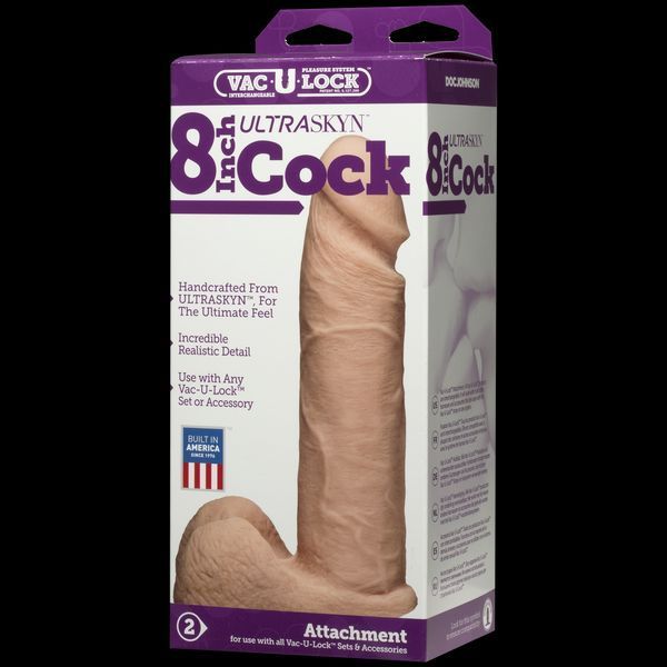 Фаллоимитатор Doc Johnson Vac-U-Lock - 8 Inch ULTRASKYN Cock White, диаметр 5,1см SO1561 фото