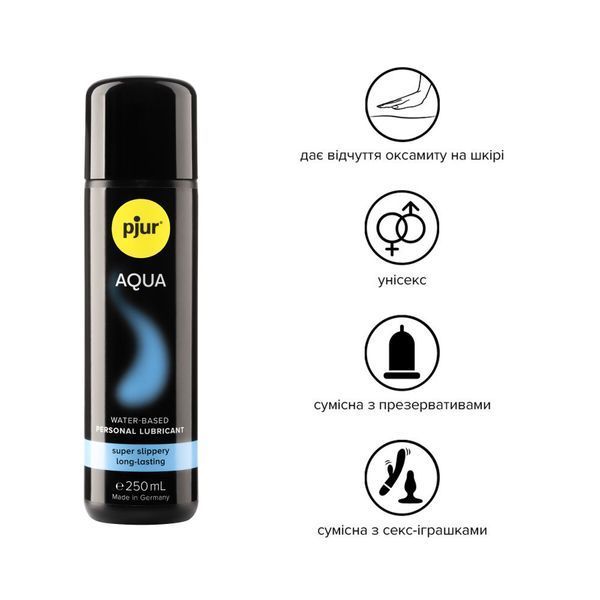 Лубрикант на водній основі pjur Aqua 250 мл, ефект оксамитової шкіри без прилипання PJ10350 фото
