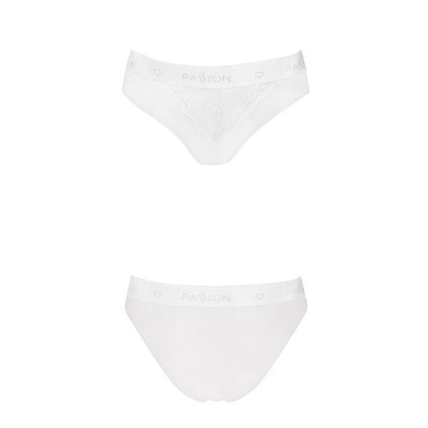 Трусики с широкой резинкой и кружевом Passion PS001 PANTIES XL, white SO4174 фото