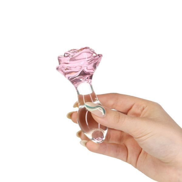 Стеклянная анальная пробка Pillow Talk Rosy Luxurious Glass Anal Plug, ⌀3,3 см, вибропуля в подарок SO6834 фото
