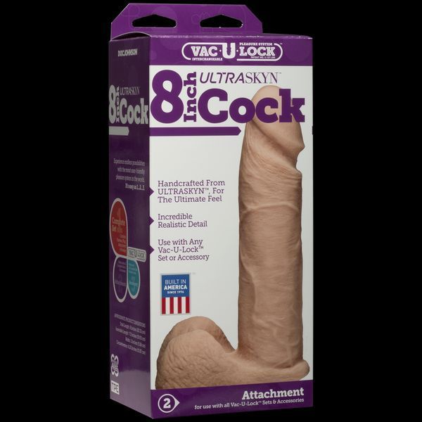 Фаллоимитатор Doc Johnson Vac-U-Lock - 8 Inch ULTRASKYN Cock White, диаметр 5,1см SO1561 фото