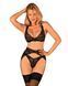 Комплект белья Obsessive Donna Dream 3-pcs set XS/S Black, бюстгальтер, стринги, пояс для чулок SO8636 фото 1