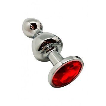 Металлическая анальная пробка Wooomy Lollypop Double Ball Metal Plug Red L диаметр 3,5, длина 10,5 с SO7420 фото