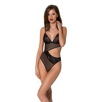 Боди с ажурным лифом Passion CHRISTA BODY L/XL, black SO5753 фото