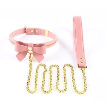 Повідець LOCKINK SEVANDA Love Heart Butterfly Leather Collar Set - Pink SX0864 фото