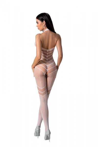 Бодистокинг с плетением на животике Passion BS100 One Size, white, декоративный шов, с доступом SO8943 фото