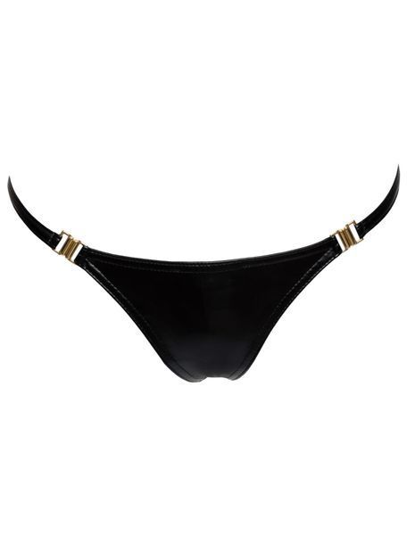 Трусики з мокрим ефектом Noir Handmade P008 Powerwetlook panty with gold clasp, L, на застібках SX0173 фото