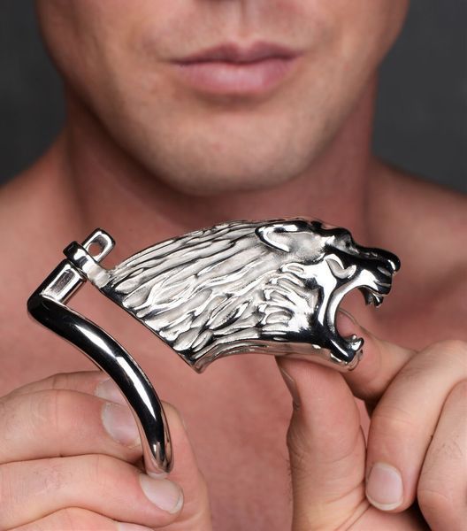 Клетка для пениса Master Series: Tiger King Cock Cage With Lock, три кольца, замок, три ключа SO8795 фото