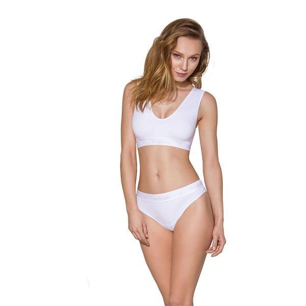 Трусики-бразилиана из хлопка Passion PS005 PANTIES S, white SO4225 фото