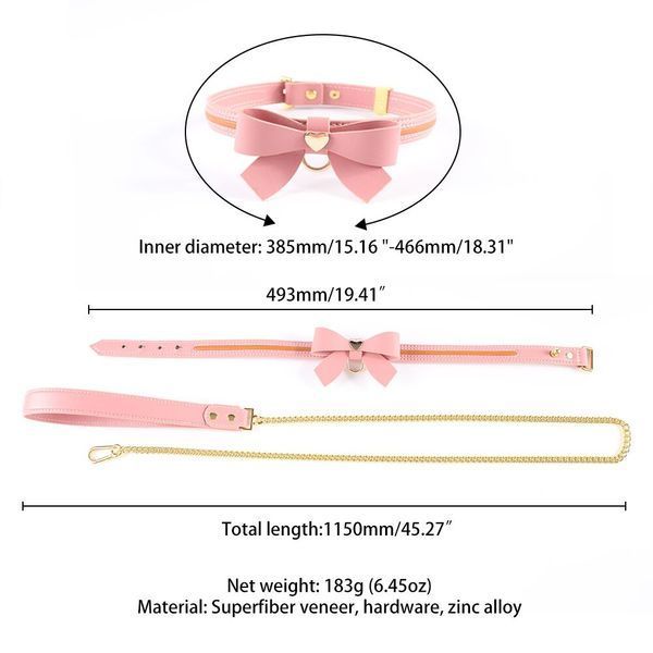 Повідець LOCKINK SEVANDA Love Heart Butterfly Leather Collar Set - Pink SX0864 фото