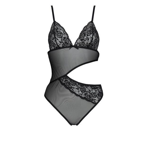 Боди с ажурным лифом Passion CHRISTA BODY L/XL, black SO5753 фото