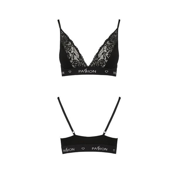 Эластичный топ с кружевом Passion PS001 TOP L, black SO4175 фото