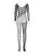 Бодістокінг Obsessive Bodystocking F210 S/M/L black, рукава-мітенки, сітка, кольорове мереживо SO7221 фото 1
